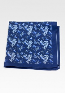 Zakdoek bloemenmotief marineblauw ijsblauw