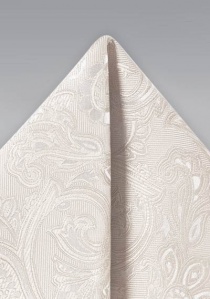 Zakdoek uitbundig paisley motief oud wit