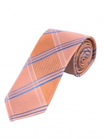 Zakelijke stropdas ruitmotief hemelsblauw oranje