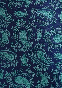 Stropdas aqua blauw/mintgroen Paisley-motief