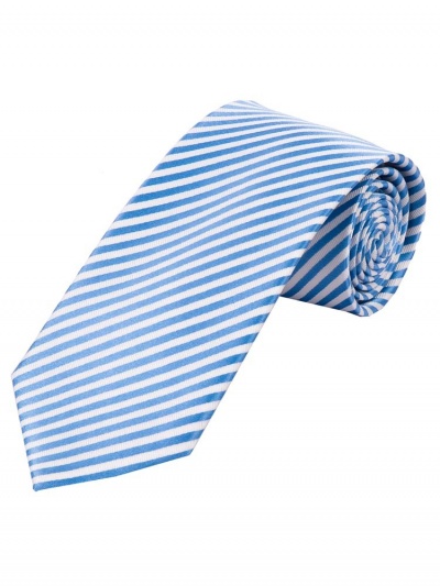 Krawatte Blockstreifen hellblau und weiß