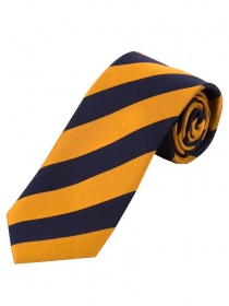 Schmale Krawatte Blockstreifen orange nachtblau