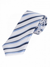 Krawatte raffiniertes Streifen-Muster weiß eisblau marineblau