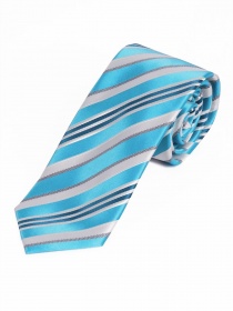 Heren stropdas Discreet Stripe Design cyaan wit