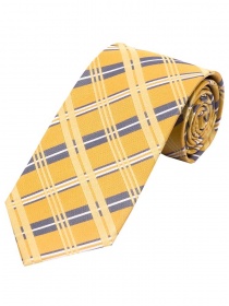 Glencheck design stropdas smal geel zilver