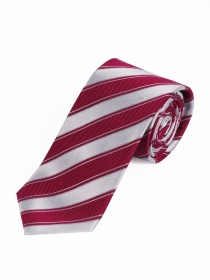 Streifen-Krawatte XXL perlweiß rot