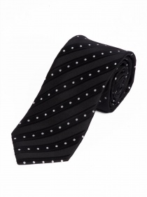 Lange stropdas strepen polka dots inkt zwart