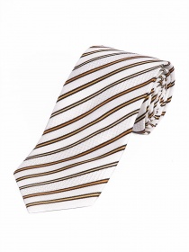 Krawatte Überlänge dünne Streifen weiß gelb