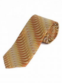 Krawatte überlang  Wellen-Muster goldgelb