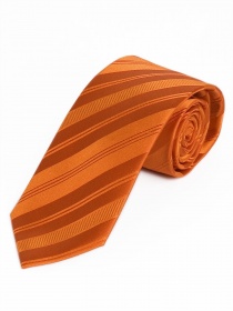 Lange stropdas monochroom streepdessin oranje