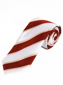 Lange stropdas edel streepmotief wit midden rood