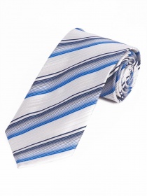 XXL-Krawatte edles Streifen-Dekor weiß hellblau navy