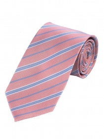 Stylische Krawatte XXL gestreift rosé perlweiß hellblau
