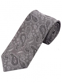 Krawatte Paisley-Motiv grau silber