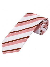 Auffallende  XXL Krawatte gestreift weiß bordeaux rosé