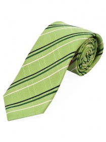 Lange Krawatte kultiviertes Linienkaro hellgrün schneeweiß
