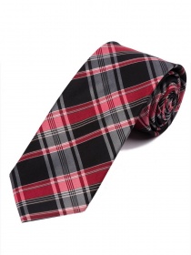 Überlange Schottenkaro-Krawatte schwarz rot