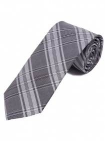 Überlange Karo-Design-Krawatte anthrazit hellgrau