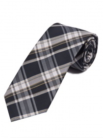 Überlange Glencheckdesign-Krawatte dunkelgrau silber