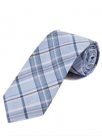 Overlangse geruite zakelijke stropdas Ijsblauw
