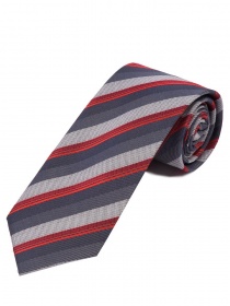 Überlange Krawatte stylisches Streifendesign  hellgrau anthrazit rot