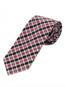 Extra lange stropdas waardige lijn ruit zwart wit