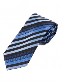 XXL Stripe Business Tie Zwart en Lichtblauw