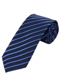 Überlange Streifen-Krawatte hellblau und navy