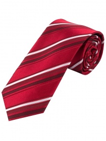Perfekte XXL-Krawatte Streifendessin rot weiß tintenschwarz