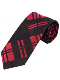 Zakelijke stropdas met lang ruitdesign Zwart Rood
