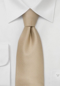 Zijden stropdas beige/goud met structuur