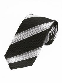 Extra brede stropdas stijlvol streeppatroon zwart,