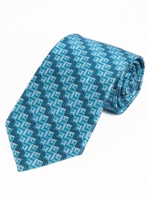Heren brede stropdas cyaanblauw structuurpatroon