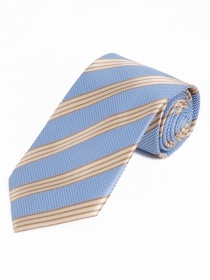 Opvallende brede stropdas gestreept duifblauw ecru