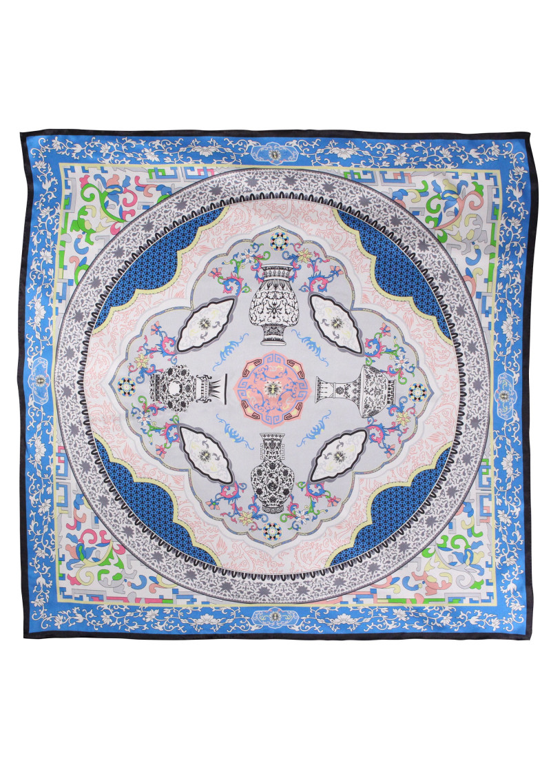 Dames sjaal "Oriënt" duifblauw parelwit rosé