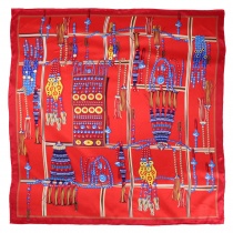 Dames sjaal oversized design patroon medium rood