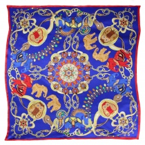 Zijden sjaal "India" nachtblauw rood