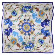 Zijden sjaal "India" oud wit marine blauw