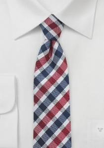Geruite stropdas marineblauw en rood