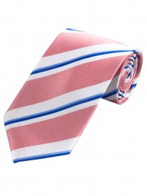 Stylische  breite Krawatte gestreift rosé perlweiß hellblau