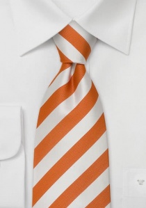 Feestelijk oranje wit gestreepte stropdas