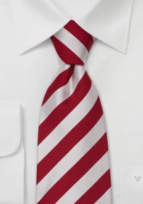 Zijden stropdas met rode en witte strepen