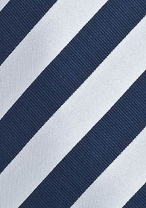 Stropdas strepen donkerblauw en wit