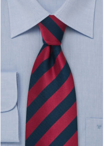 Stropdas gestreept rood en navy blauw
