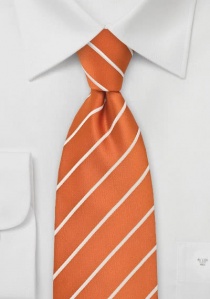 Oranje stropdas met witte strepen