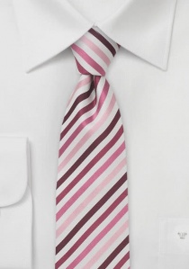 Smalle Zijde stropdas roze wit