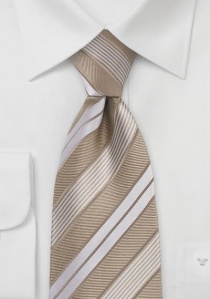 Modieus gestreepte stropdas beige wit