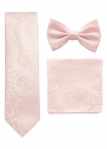 Herrenschleife, Krawatte und Einstecktuch im Set blush