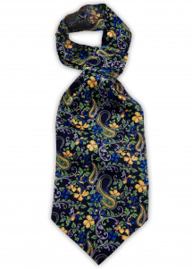 Ascot sjaal gebloemd Paisley motief marine blauw