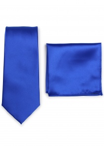 Zakelijke stropdas en halsdoek set - koningsblauw